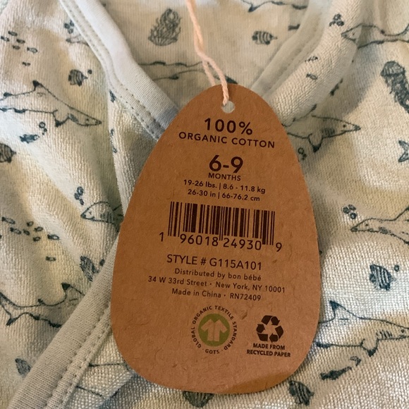 NWT Rabbit + Bear organic by Emily & Oliver 6-9m one piece jumpsuit mint green - Picture 4 of 10